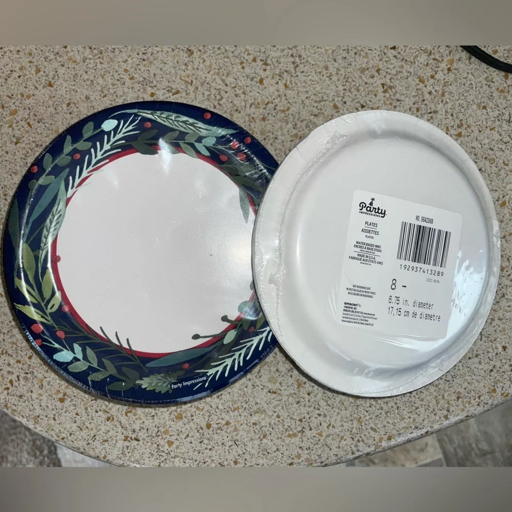 Festive Plates 6.75” Dessert Plates 5 Packs (40 Plates) Holiday Party Supplies